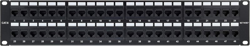 Networx Rackmount 2U 48 Port Network Patch Panel (19-inch Cat6 Patch Panel / RJ45 Patch Panel) for Gigabit Network Switch, 10-Gigabit CAT 6 Compatible - Image 1